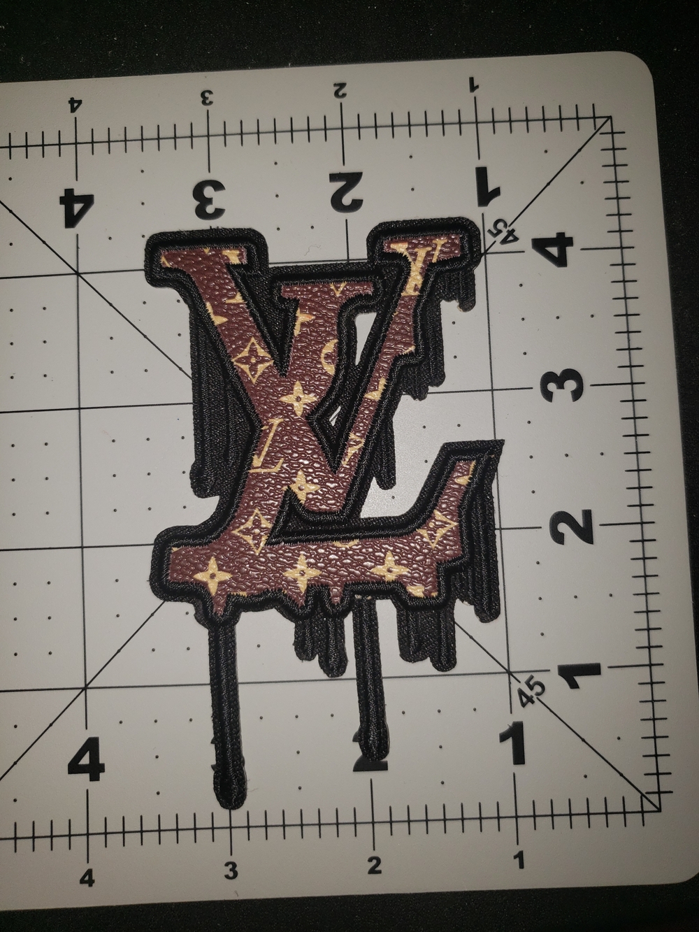 LV Drip Logo Iron-On Patch - Brown & Black
